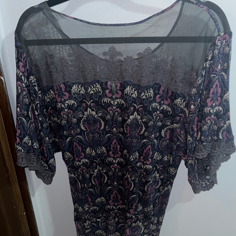 Free People Black and Pink Lace Blouse - Picture 4 of 4